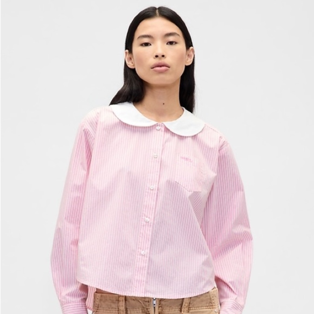 XXS Gap x Sandy Liang Poplin Oversized Shirt (Pink)